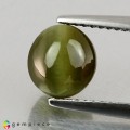 Natural Chrysoberyl cats eye 3.05 Carats Honey Green Oval Cabochon 8x7 mm Loose Gemstone - Image 1