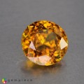 Natural Sphene 1.17 Carats Golden Yellow With Red Sparks Round 7x4 mm Loose Gemstone - Image 1