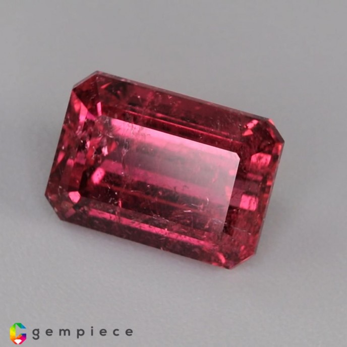 Purplish pink natural rubellite emerald cut  5.55cts - 11x8mm