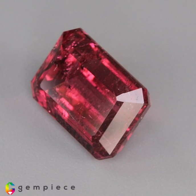 Purplish pink natural rubellite emerald cut  5.55cts - 11x8mm