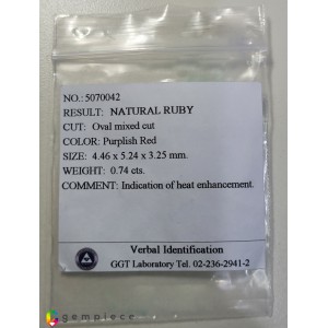 ruby  0.74cts - 5x4mm