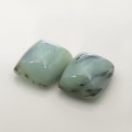 Natural Peru opal pair 22.81 Carats Ice Blue Cushion Cabochon 16x14 mm Loose Gemstone - Image 2