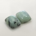 Natural Peru opal pair 22.81 Carats Ice Blue Cushion Cabochon 16x14 mm Loose Gemstone - Image 1