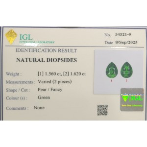 certified chrome diopside pair  3.18cts - 9x6mm certified chrome diopside pair  3.18cts - 9x6mm