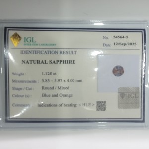 sapphire bi-color   1.12cts - 6x6mm