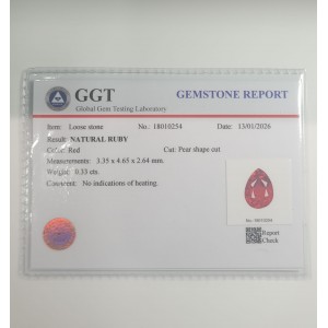 ruby unheated certified  0.33cts - 5x3mm