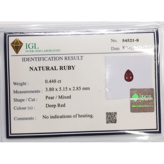 Natural Ruby 0.44 Carats Red  Pear 5x4 mm Loose Gemstone - Image 2