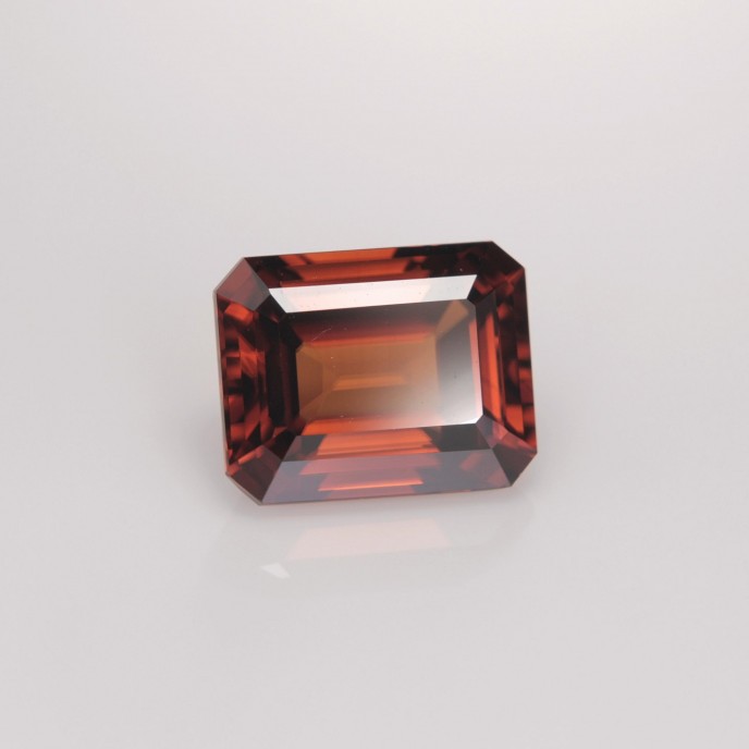 Natural Zircon 3.65 Carats Orange Brown Emerald 9x7 mm Loose Gemstone - Image 1