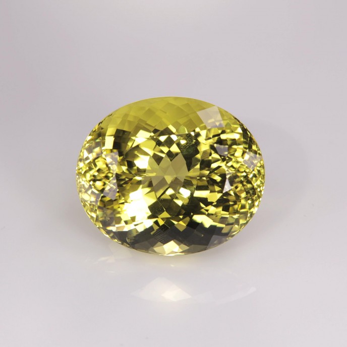 Natural Lemon Quartz 57.08 Carats Canary Yellow Oval 26x22 mm Loose Gemstone - Image 1