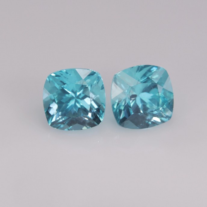 Natural Apatite Pair 2.24 Carats Paraiba Blue Green Antique Cushion 6x6 mm Loose Gemstone - Image 1