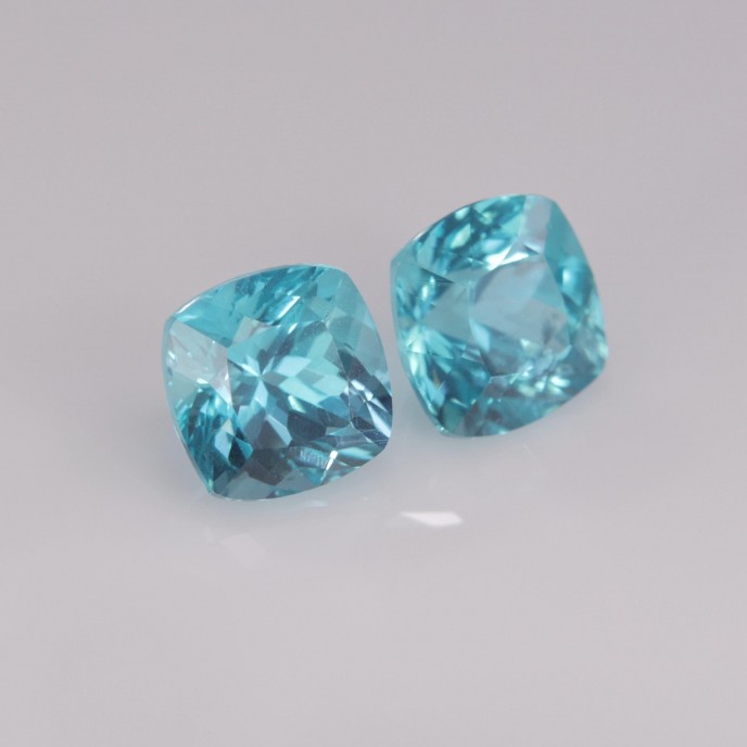 Natural Apatite Pair 2.24 Carats Paraiba Blue Green Antique Cushion 6x6 mm Loose Gemstone - Image 5