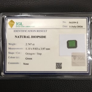 Diopside Certified  2.74cts - 10x8mm