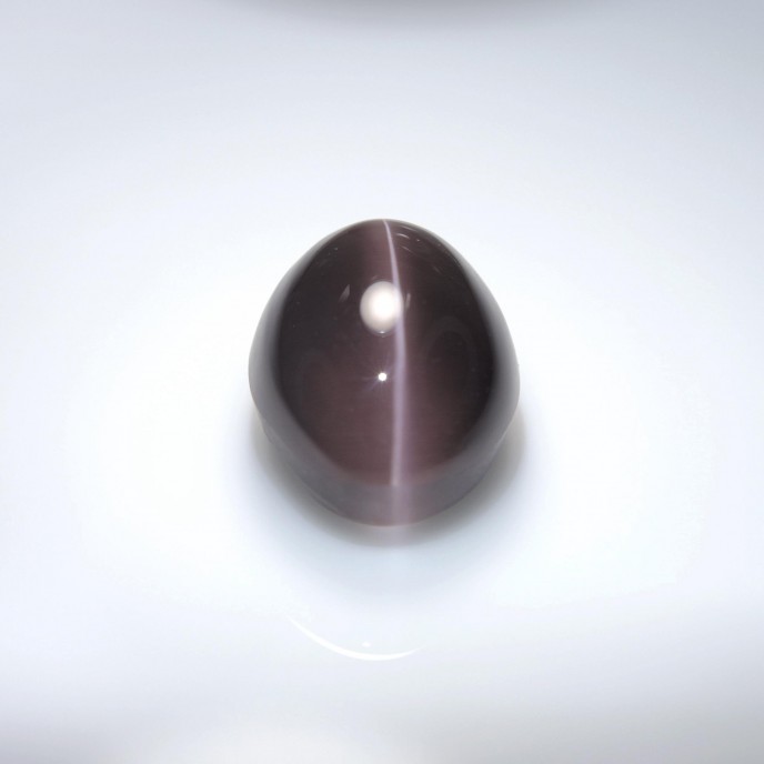 Natural Sillimanite Cat’s Eye 7.46 Carats Ash Purple Oval Cabochon 12x9 mm Loose Gemstone - Image 1