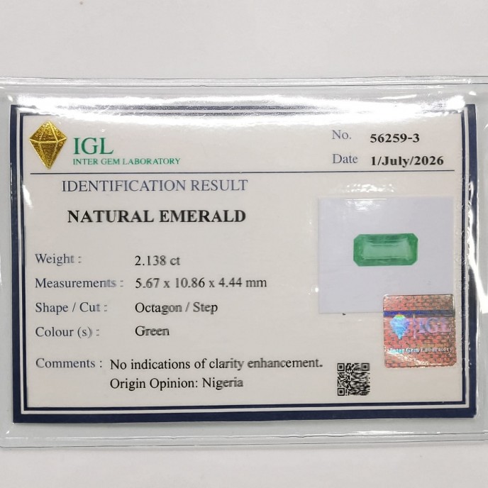 Natural Emerald Certified 2.13 Carats Green Emerald 11x6 mm Loose Gemstone - Image 1