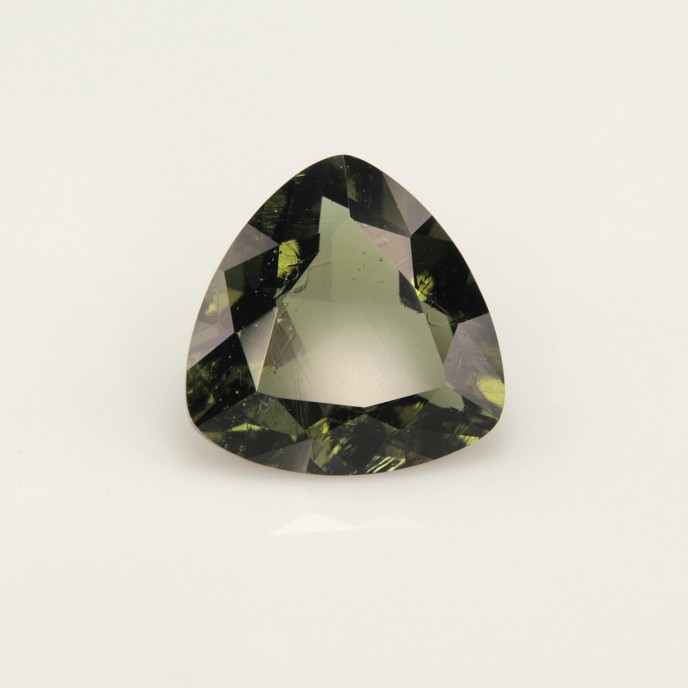 Natural Moldavite 2.39 Carats Moss Green Trilliant  10x10 mm Loose Gemstone - Image 1