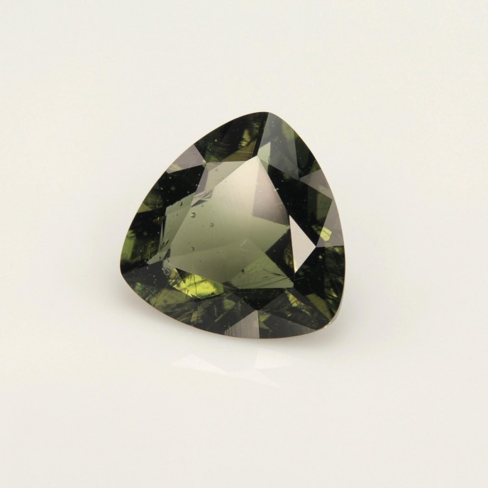 Natural Moldavite 2.39 Carats Moss Green Trilliant  10x10 mm Loose Gemstone - Image 2