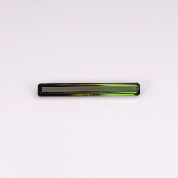 Natural Tourmaline Bi Color 3.40 Carats Honey to Green Long Emerald 28x4 mm Loose Gemstone - Image 1