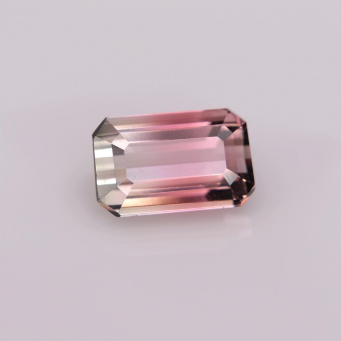 Natural Tourmaline Bi Color 1.38 Carats Pink to Champagne Emerald 8x5 mm Loose Gemstone - Image 1