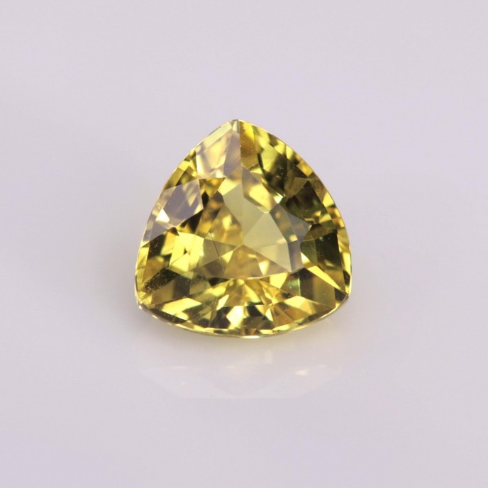 Natural Sapphire 1.34 Carats Golden Yellow with Green Tint Trilliant  6x6 mm Loose Gemstone - Image 1