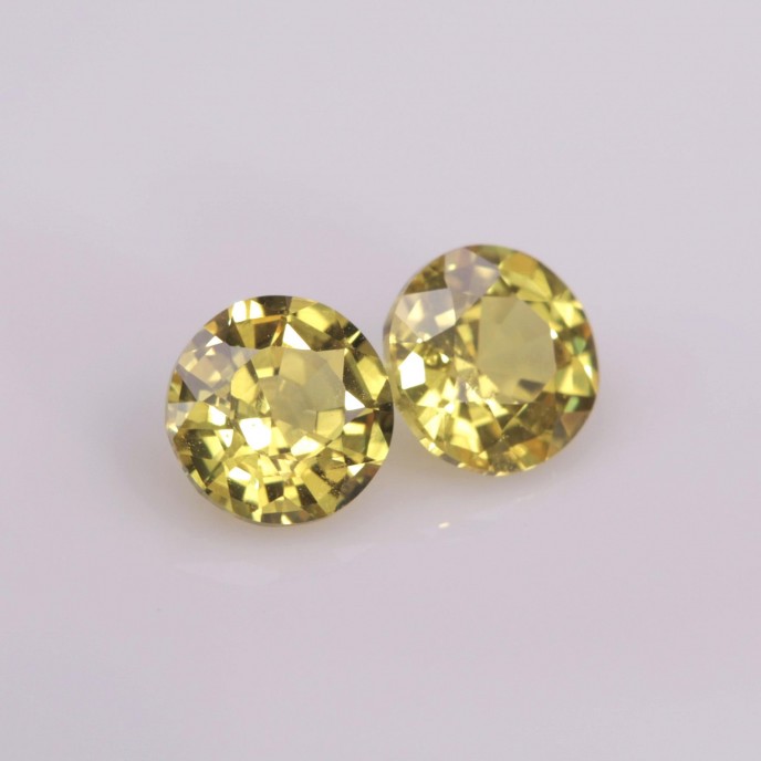 Natural Sapphire Pair 1.42 Carats Golden Yellow Round 5x5 mm Loose Gemstone - Image 1