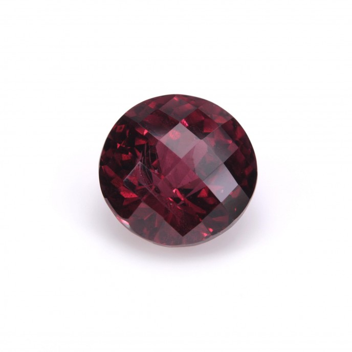 Natural Rhodolite Garnet 4.18 Carats Purplish Red Round Checker 9x9 mm Loose Gemstone - Image 1