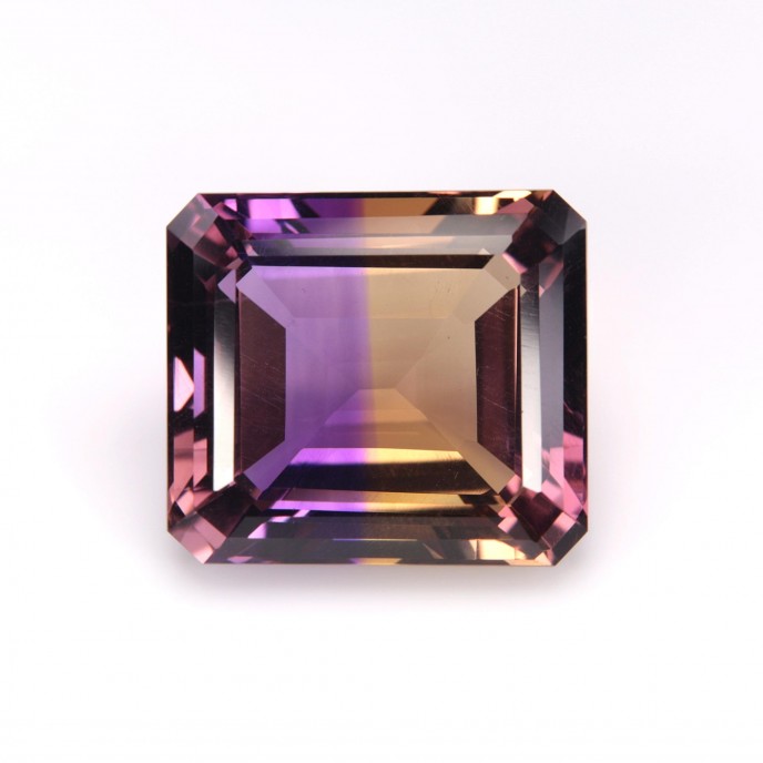 Natural Ametrine 35.61 Carats Purple To Golden Yellow Emerald 21x19 mm Loose Gemstone - Image 1