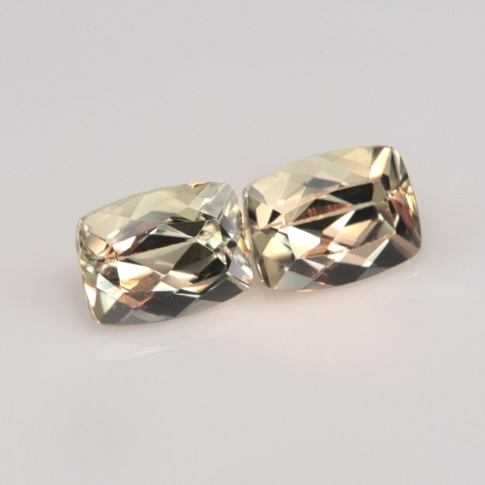 Natural Diaspore Pair 3.82 Carats Pastel Yellow Green to Salmon Brown Cushion 8x6 mm Loose Gemstone - Image 6